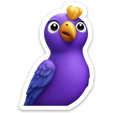 Purple bird with party horn in its beak  sticker