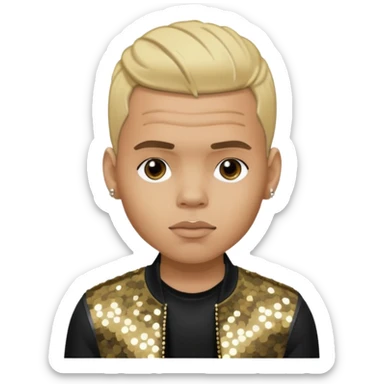 Chris Brown with blonde hair, black sequin outfit sticker