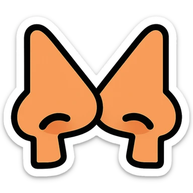 flat toon style two noses bumping, simple and bold sticker