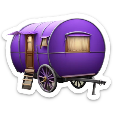 Realistic purple vintage round gypsy caravan wagon camper sticker