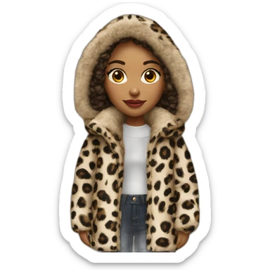 Winter girl in print leopard coat sticker