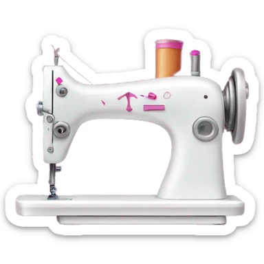 white and fuchsia sewing machine sticker