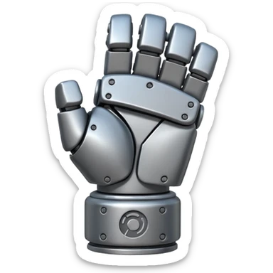 bulky robot fist, direct backside view sticker