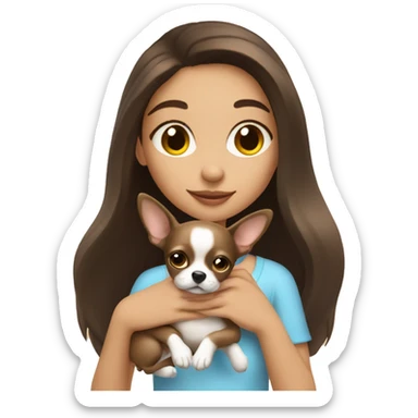 dreamy brunette girl with chihuahua dog sticker