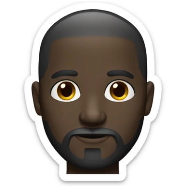 Dark skin bald man with long black beard and dark brown eyes sticker