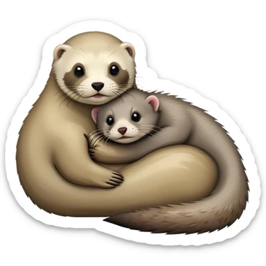 seal hugging ferret  sticker
