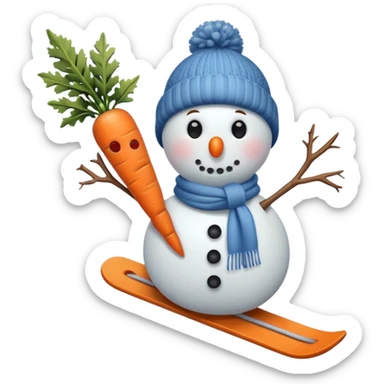 Snowman skiing sticker