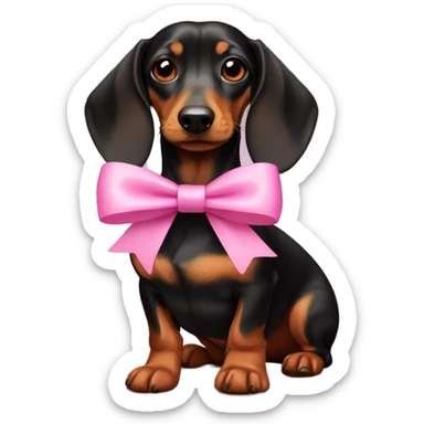 daschund dog with pink bow sticker