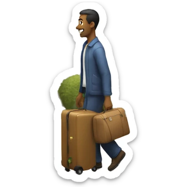 a man visit the house to pick up the luggages sticker