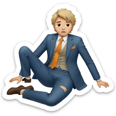 a man lying on the floor who has just fallen sticker