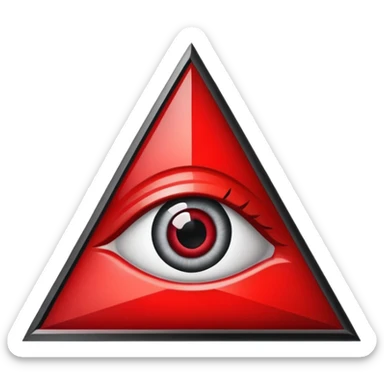 Illuminati triangle symbol with eye in center, black and red color scheme sticker