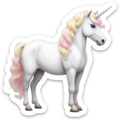 Fullbody White unicorn with pastel color mane  sticker
