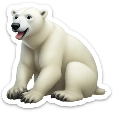 Polar bear licking goat feet sticker
