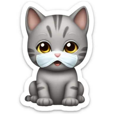 baby cat with covid mask sticker