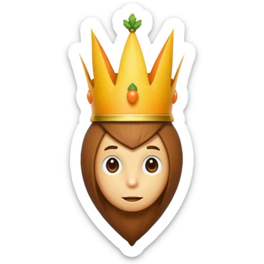 There is a hazelnut with a crown on his head, on his left side is a lemon like a hacker and on his right side is a carrot like a detective sticker