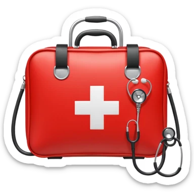 First aid help bag with stethoscope isolated for Emergency Medicine emoji make it to be red sticker