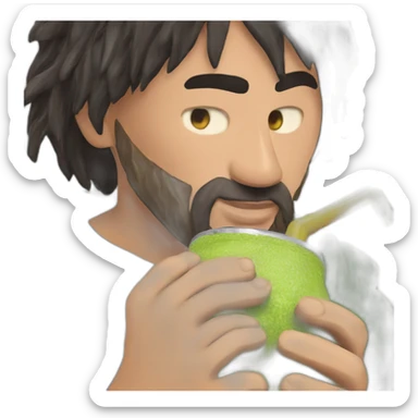 messi drinking yerba mate from a yerba mate gourd with a straw sticker