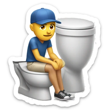 White man sitting in the toilet with a backwards baseball hat on sticker