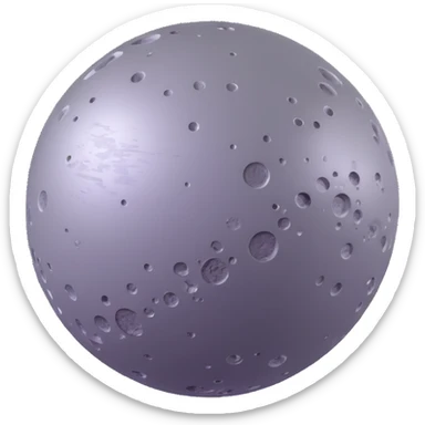 3D emoji style planet Mercury, metallic gray, cratered, floating in space sticker