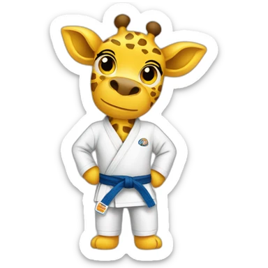 Giraffe wearing jiujitsu uniform sticker