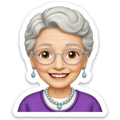 smiling grandma with jewelry accents sticker
