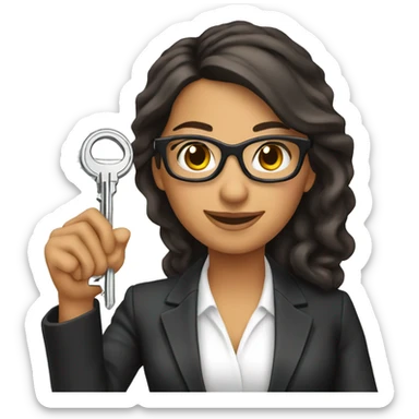 Hispanic realtor woman holding keys sticker