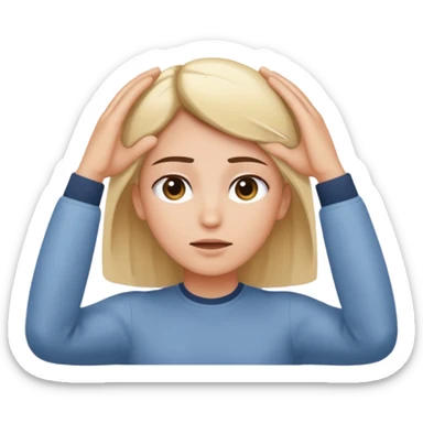 Hands on head sending a white beam from between eyes sticker