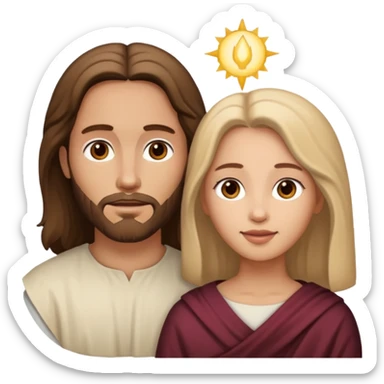Jesus animado con una mujer ayudándola, variadas sticker