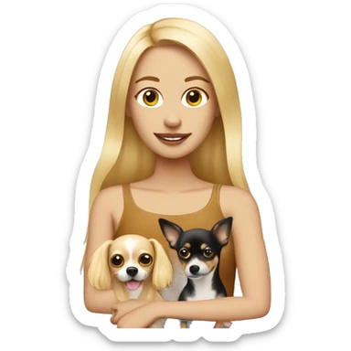 Blonde long haired woman with a chihuahua sticker