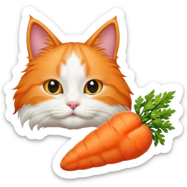 a carrot which is hold a cat sticker