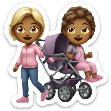 Girl pushing a double stroller sticker