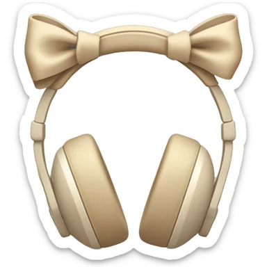 beige apple headphones with beige bows sticker