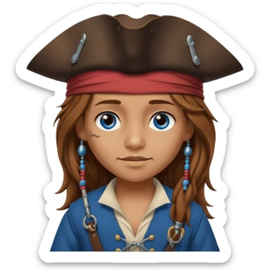 Five year old girl, light brown hair, blue eyes. Dressed as Jack Sparrow sticker