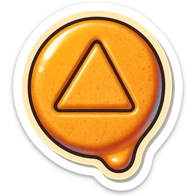 dalgona candy with triangle shape, inspired by Squid Game, retro stickers style sticker