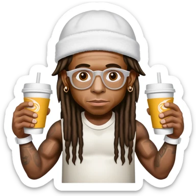 lil wayne holding a double cup with styrofoam cups stacked together sticker