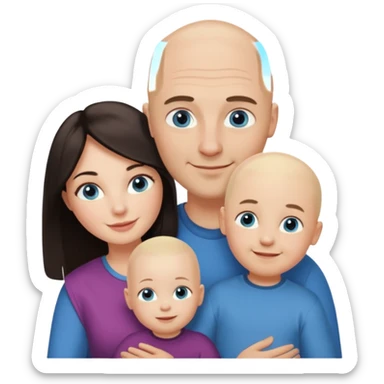 Eigene Familienbild, Frau dunkle lange Haare,  Mann Glatze und blaue Augen, kind 2 Jahre und blond und dunkle Augen  sticker
