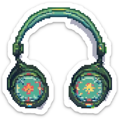 minimal design pixel art style wireless headphones sticker