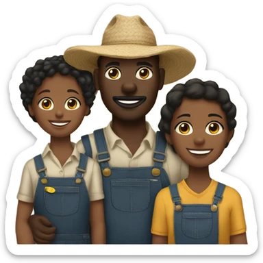 A black farmer with his black family sticker