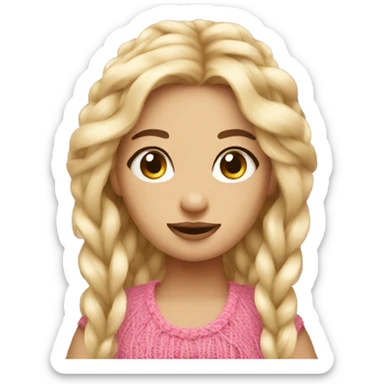 girl with yarn pink blond sticker