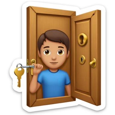 Persona cerrando la puerta con llave sticker
