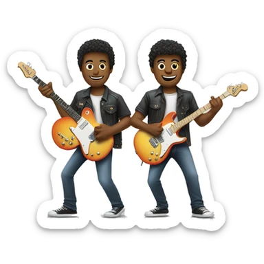 two guy playing "v shape" electric guitar  sticker