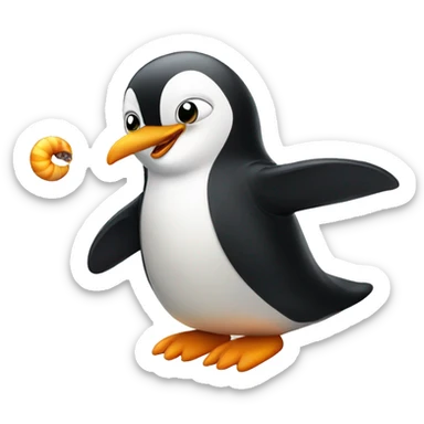 penguin riding a worm  sticker