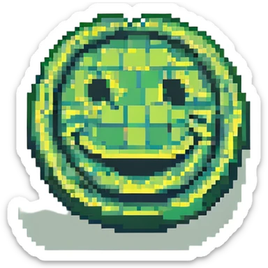 green blocky retro smiley face sticker