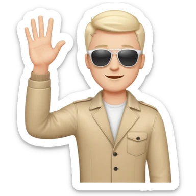 cool white man standing on stage in sunglasses and raising one hand sticker