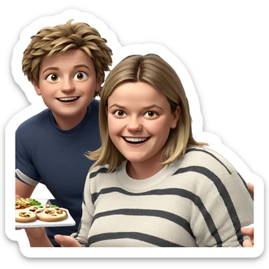 friends enjoying food together sticker