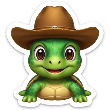 cute turtle wearing a cowboy hat sticker