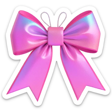 pink bow with holographic shimmer effect sticker