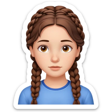 brunet kid girl young with braid sticker