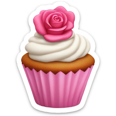 cup cake , rose. pink sticker