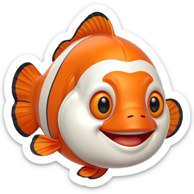 a clownfish, apple emoji style sticker